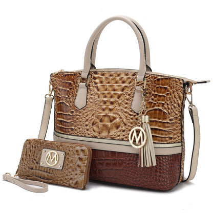MKF Collection Autumn Crocodile Skin Tote Handbag with Wallet by Mia k New Era Fashion LLc