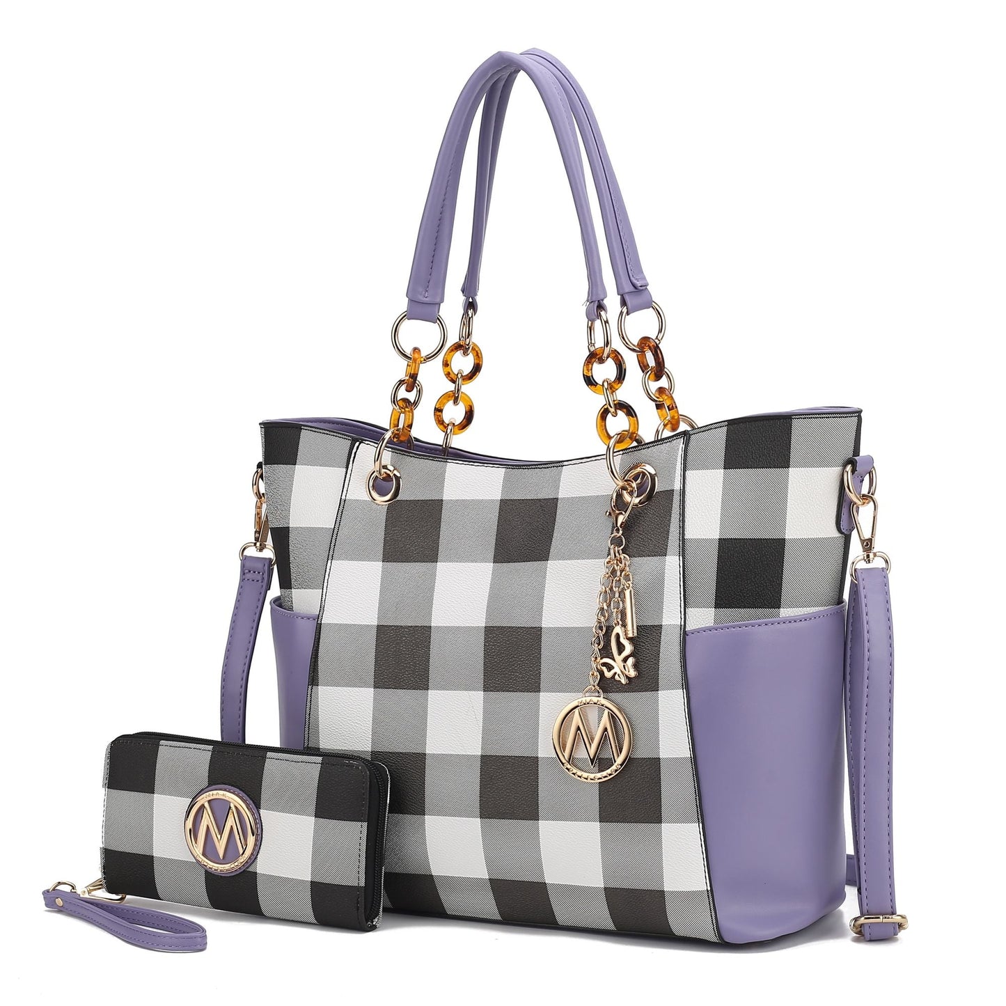 MKF Collection Bonita Checker Tote Handbag & Wallet Set Women by Mia K New Era Fashion LLc