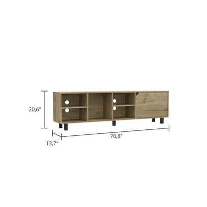 TV Stand for TV´s up 70" Estocolmo, Four Open Shelves, Light Oak Finish New Era Fashion LLc