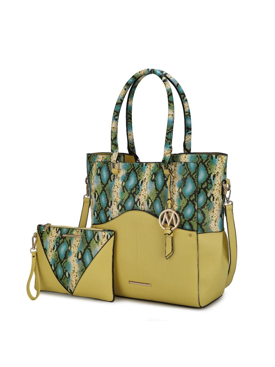 MKF Collection Iris Snake Embossed Vegan Leather Women Tote Bag with matching Wristlet Pouch by Mia k New Era Fashion LLc