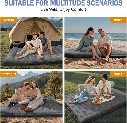 Camping Sleeping Pad, Ultralight Camping Mat with Pillow Built-in Foot Pump, 4" Thick Inflatable Sleeping Mat Compact for Backpacking, Hiking, Car Traveling, Camp Tent New Era Fashion LLc