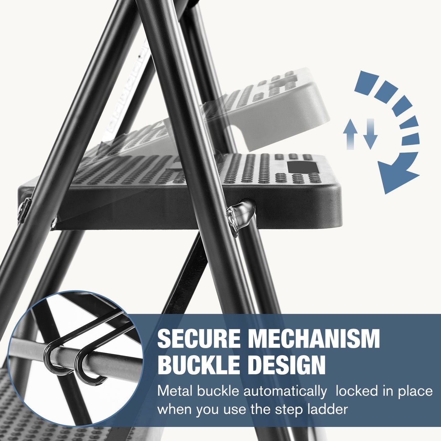 Household portable 3-layer step ladder, with safety buckle stable and safe New Era Fashion LLc