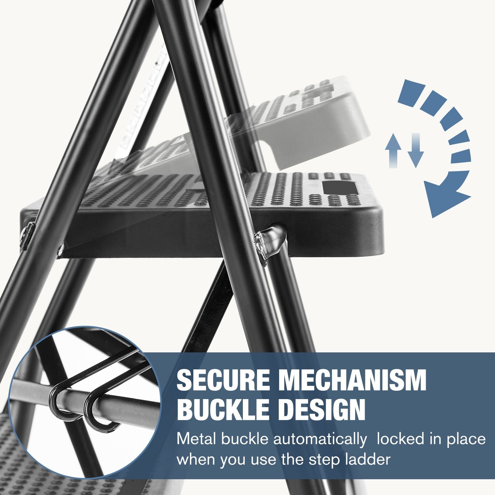 Household portable 3-layer step ladder, with safety buckle stable and safe New Era Fashion LLc