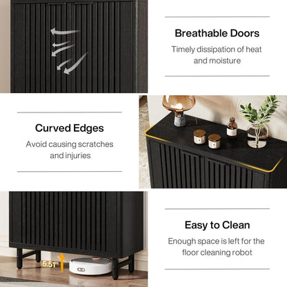 6-Tier Wooden Shoe Cabinet with Louvered Doors & Adjustable Shelves New Era Fashion LLc