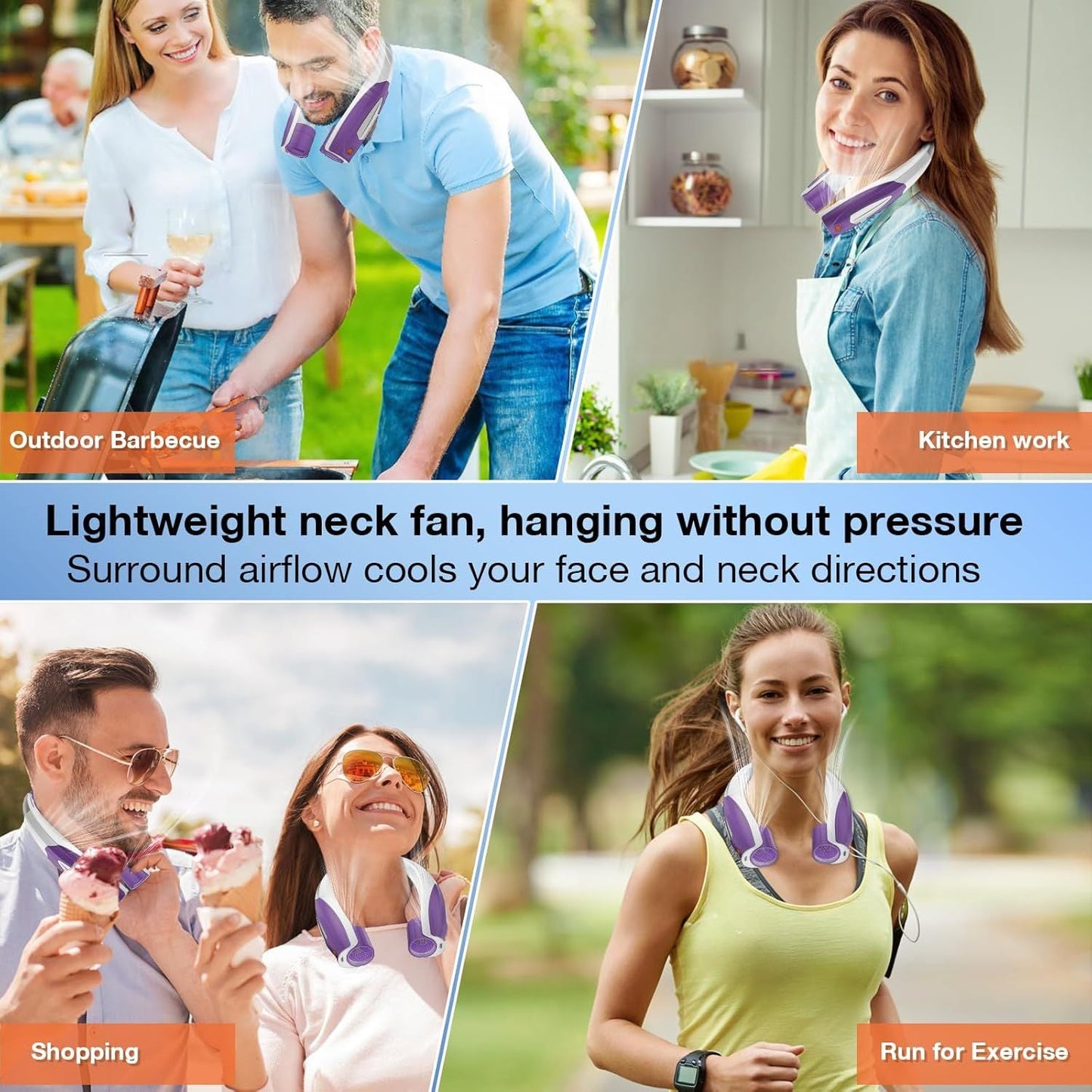 Neck Fan, 6 Speeds Adjustable Portable Personal Fan Rechargeable, Faster Cooling Wearable Fan, Ultra Quiet for Home, Office, Travel, Outdoor New Era Fashion LLc