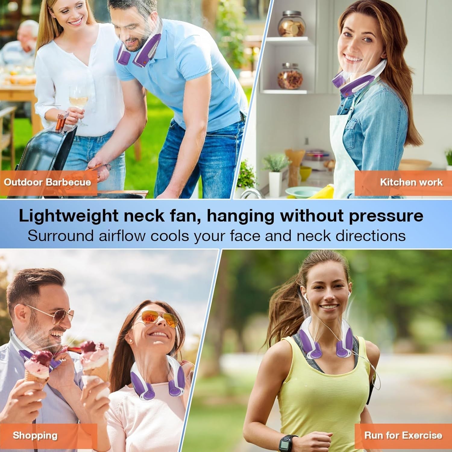 Neck Fan, 6 Speeds Adjustable Portable Personal Fan Rechargeable, Faster Cooling Wearable Fan, Ultra Quiet for Home, Office, Travel, Outdoor New Era Fashion LLc