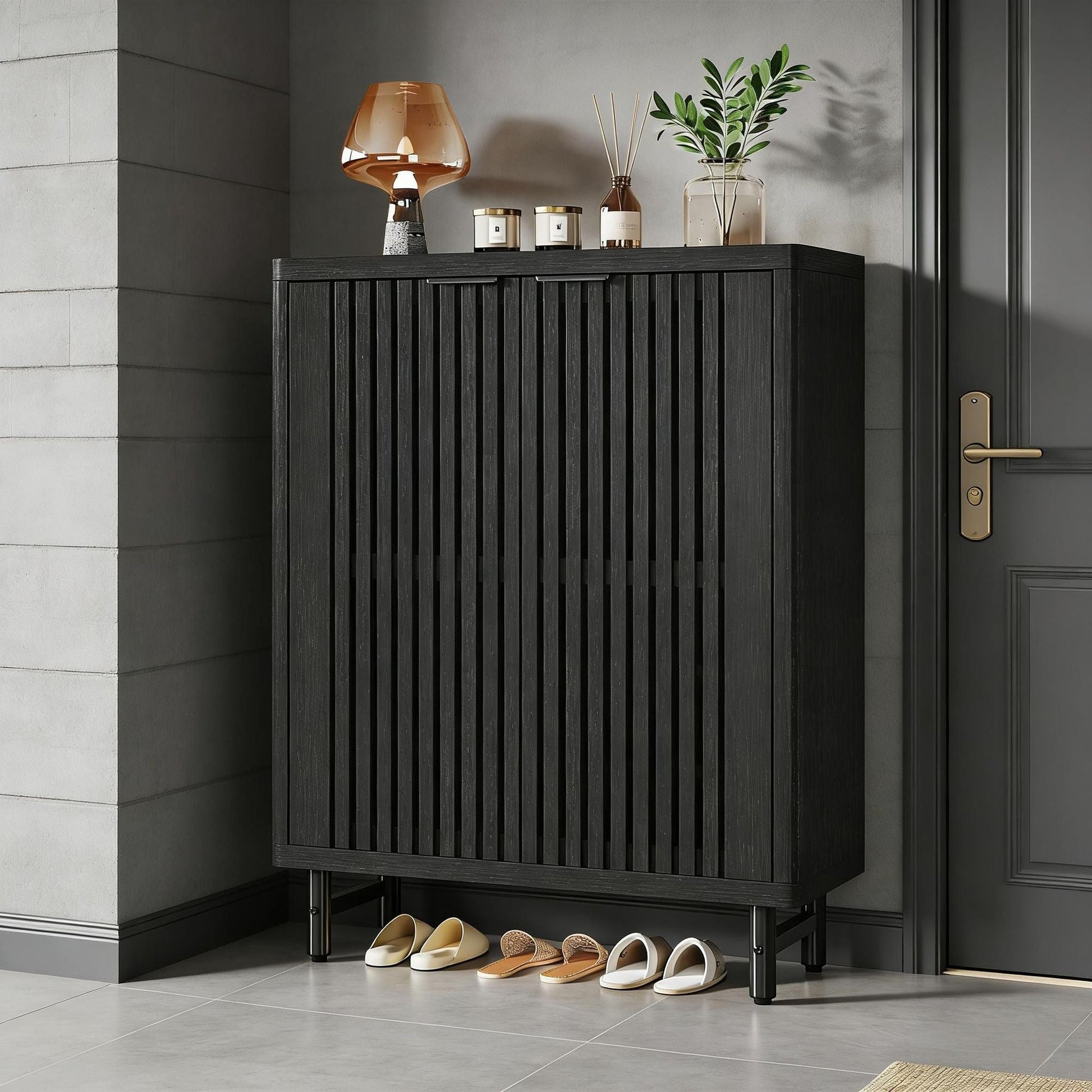 6-Tier Wooden Shoe Cabinet with Louvered Doors & Adjustable Shelves New Era Fashion LLc