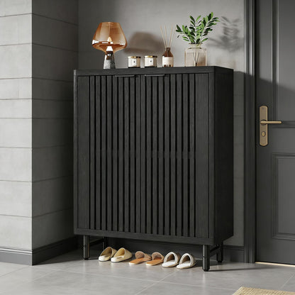 6-Tier Wooden Shoe Cabinet with Louvered Doors & Adjustable Shelves New Era Fashion LLc