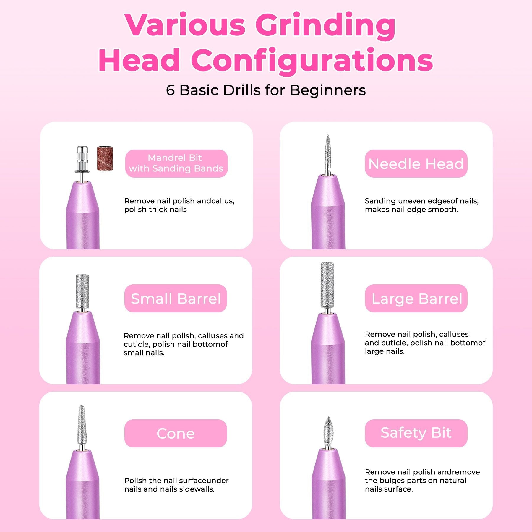 Portable Electric Nail Drill, Professional Nail File Kit for Acrylic, Gel Nails, Manicure Pedicure with Nail Drill Bits Sanding Bands Rose gold New Era Fashion LLc