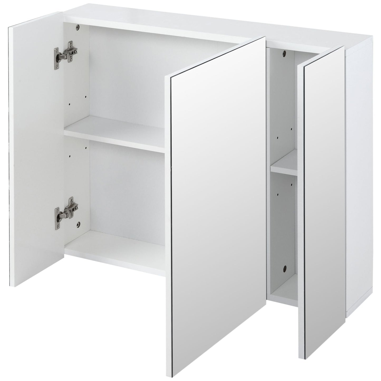Wall Mounted Mirror Cabinet, Bathroom Medicine Cabinet with Mirror, 3 Doors and Adjustable Shelves, White New Era Fashion LLc