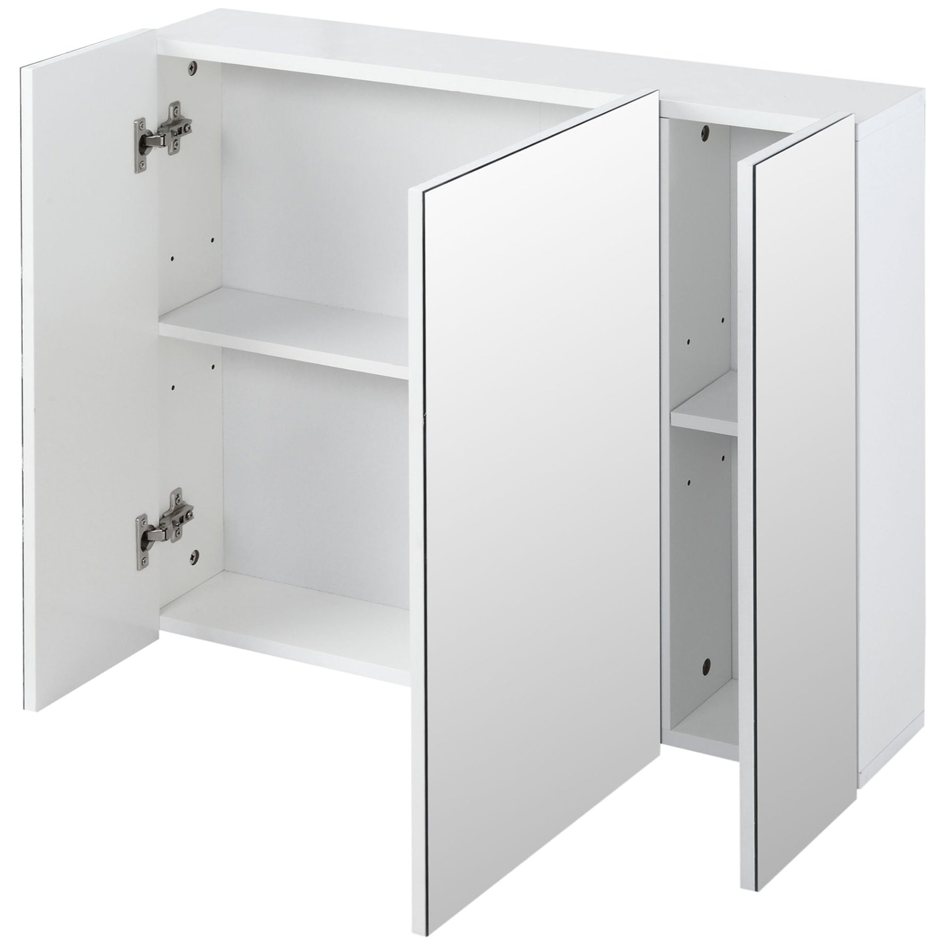 Wall Mounted Mirror Cabinet, Bathroom Medicine Cabinet with Mirror, 3 Doors and Adjustable Shelves, White New Era Fashion LLc