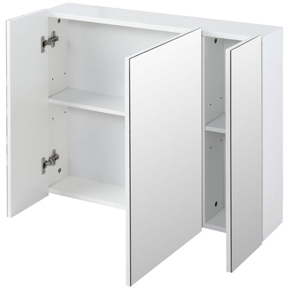 Wall Mounted Mirror Cabinet, Bathroom Medicine Cabinet with Mirror, 3 Doors and Adjustable Shelves, White New Era Fashion LLc