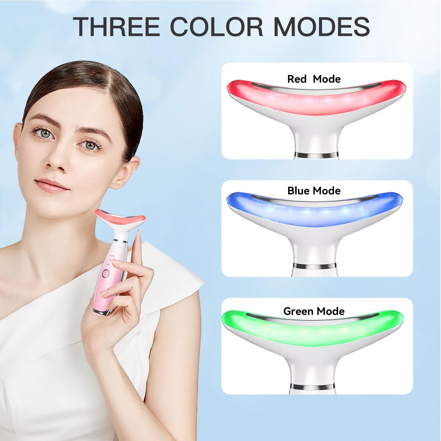 Neck Face Massager, Skin Care Face Massage Tool, 3-in-1 Facial Massager, Face Sculpting Tool with Thermals, Vibration (Pink) New Era Fashion LLc