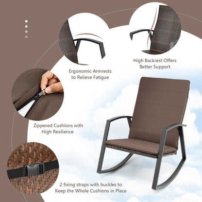 3 Pieces Patio Rattan Rocking Furniture Set New Era Fashion LLc