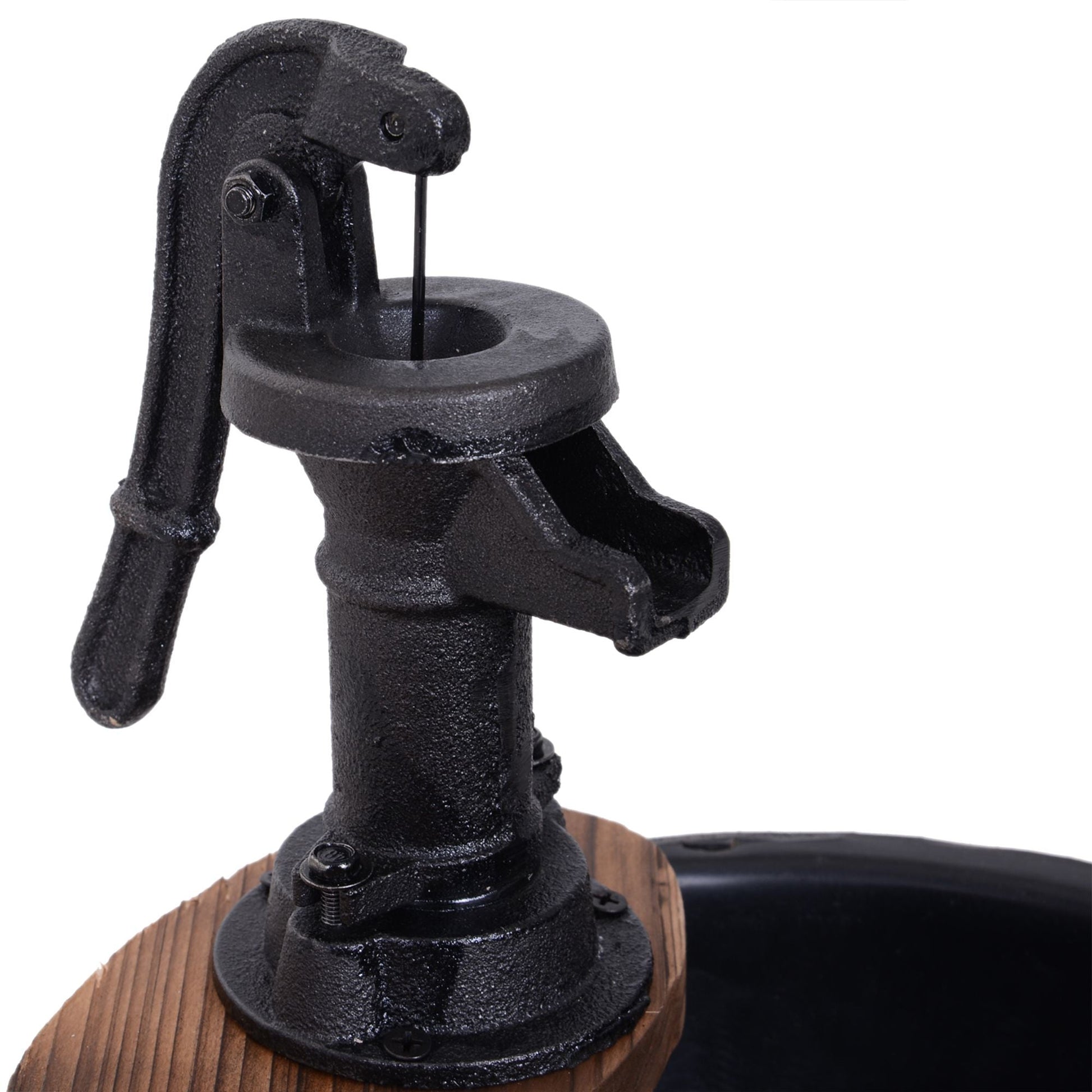 2-Tier Wooden Water Pump Fountain with Flower Box Base Durable Design for Garden Decor New Era Fashion LLc