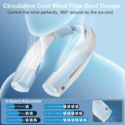 Neck Fan, 6 Speeds Adjustable Portable Personal Fan Rechargeable, Faster Cooling Wearable Fan, Ultra Quiet for Home, Office, Travel, Outdoor New Era Fashion LLc