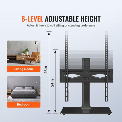 TV Stand Mount, Swivel Universal TV Stand for 32 to 55 inch TVs, Height Adjustable Portable Floor TV Stand with Tempered Glass Base for Bedroom, Living Room New Era Fashion LLc