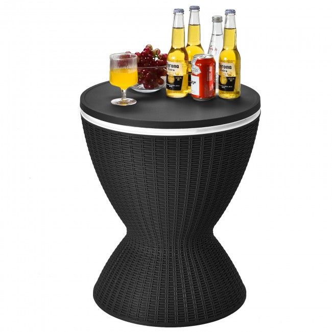 3 in 1 8 Gallon Patio Rattan Cooler Bar Table with Adjust Ice Bucket New Era Fashion LLc