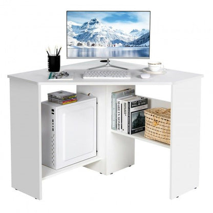 Corner Computer Desk Triangle Writing Workstation with Storage Shelf New Era Fashion LLc