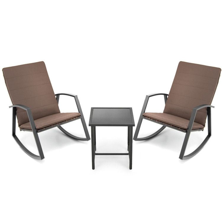3 Pieces Patio Rattan Rocking Furniture Set New Era Fashion LLc