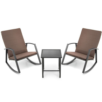 3 Pieces Patio Rattan Rocking Furniture Set New Era Fashion LLc