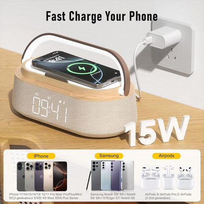 Bluetooth Speaker with Wireless Charge FM Radio 2500mAh Battery, LED Night Light Suitable for Home,Bedroom,Office,Gifts New Era Fashion LLc