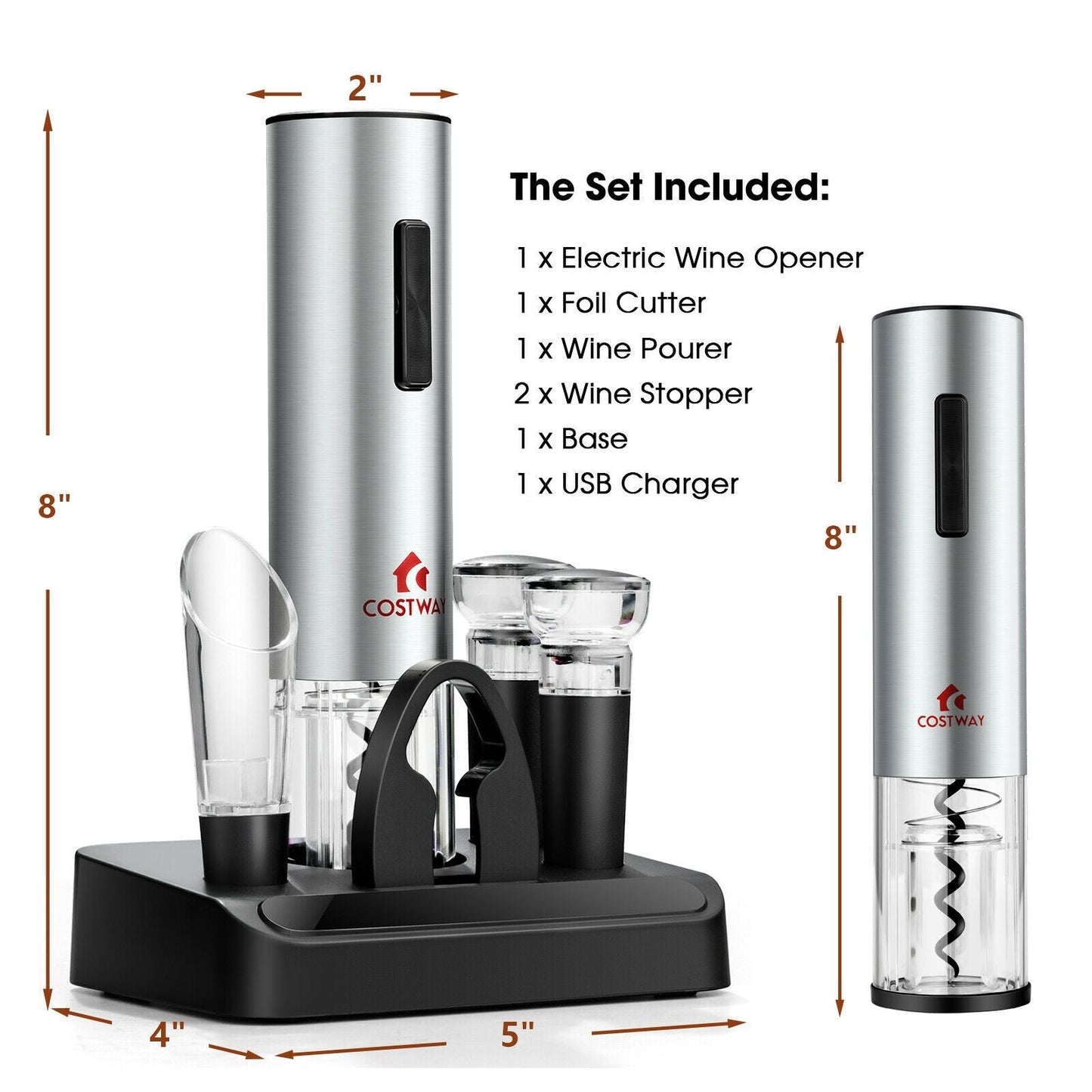6-in-1 Electric Wine Bottle Opener Set with Foil Cutter New Era Fashion LLc