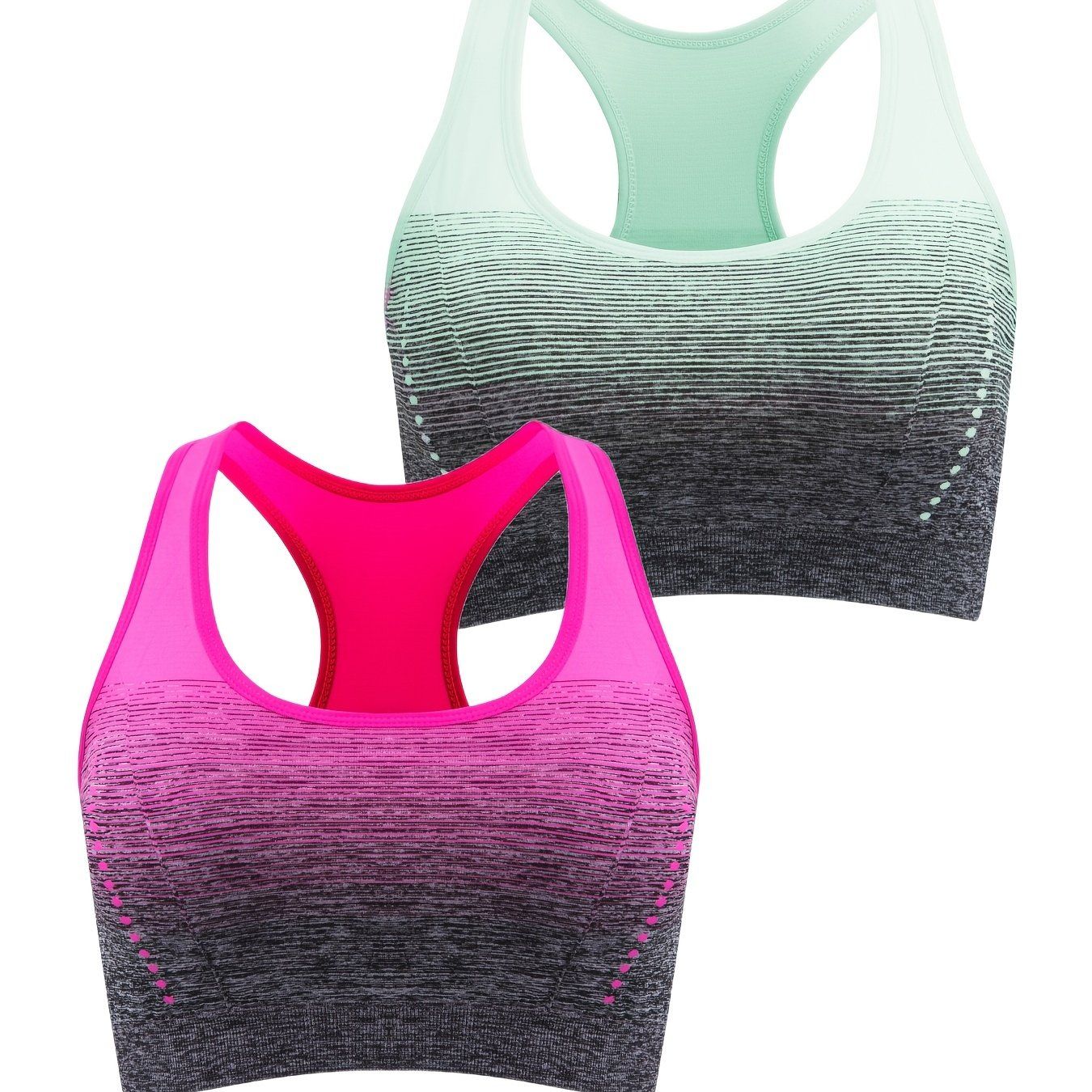 1pc/2pcs/3pcsMedium Support Two Tone Racer Back Sports Bra, Fitness Workout Running Yoga Bra New Era Fashion LLc