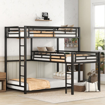 L-shaped Metal Triple Twin Size Bunk Bed New Era Fashion LLc