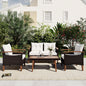 4-Piece Garden Furniture; Patio Seating Set; PE Rattan Outdoor Sofa Set; Wood Table and Legs; Brown and Beige New Era Fashion LLc