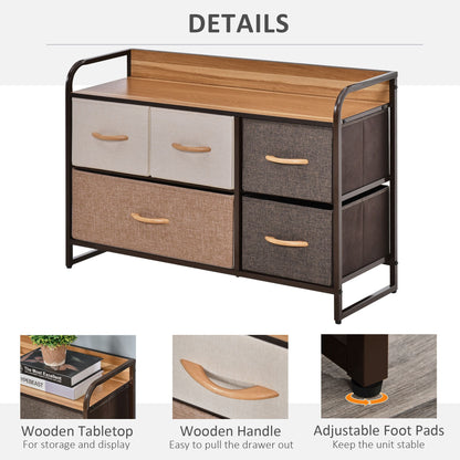 5-Bin Dresser Storage Tower Cabinet Organizer Unit, Chest Dresser Drawers with Metal Frame for Bedroom, Multicoloured New Era Fashion LLc