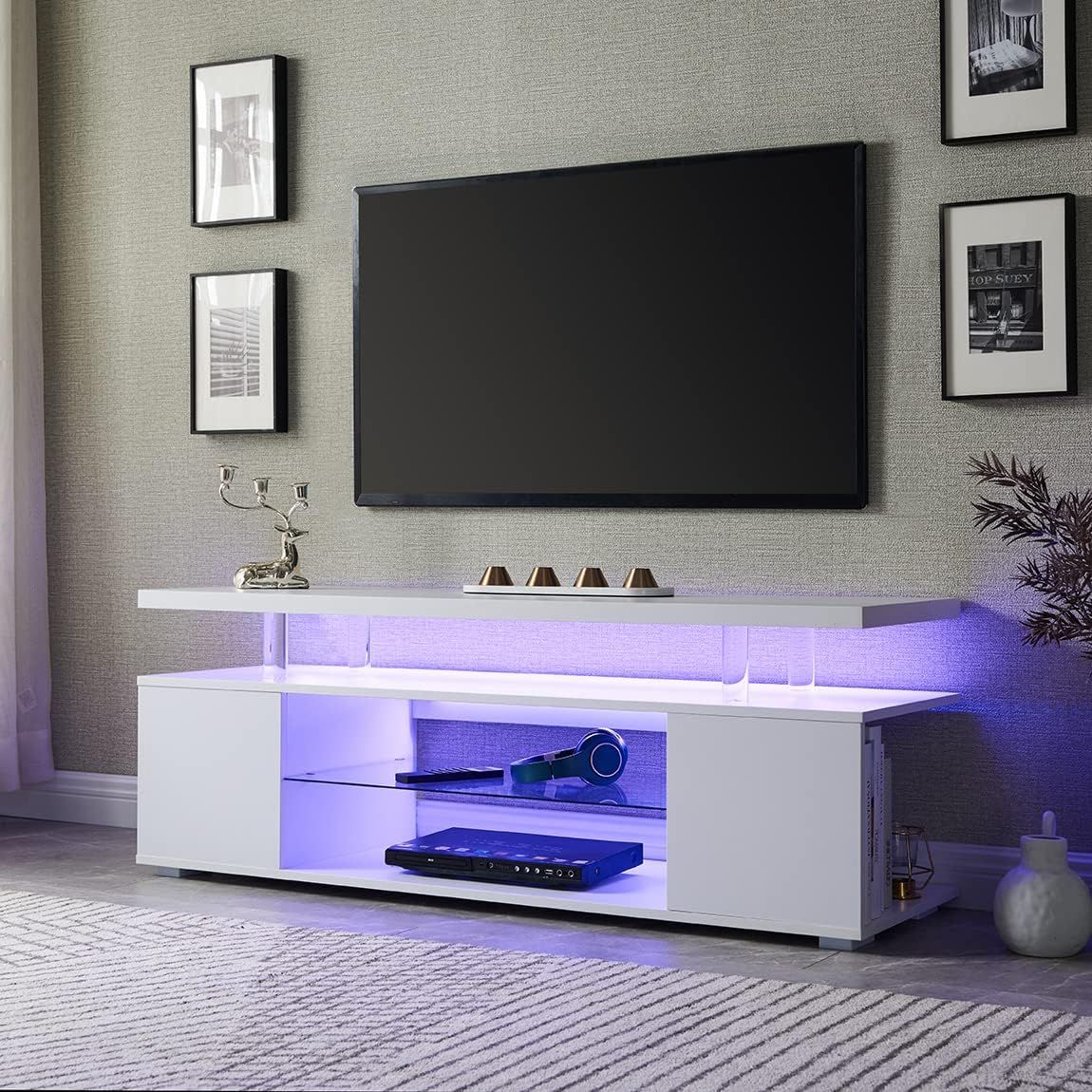 TV Stand for 65 Inch TV LED Gaming Entertainment Center Media Storage Console Table with Large Side Cabinet for Living Room( White) New Era Fashion LLc