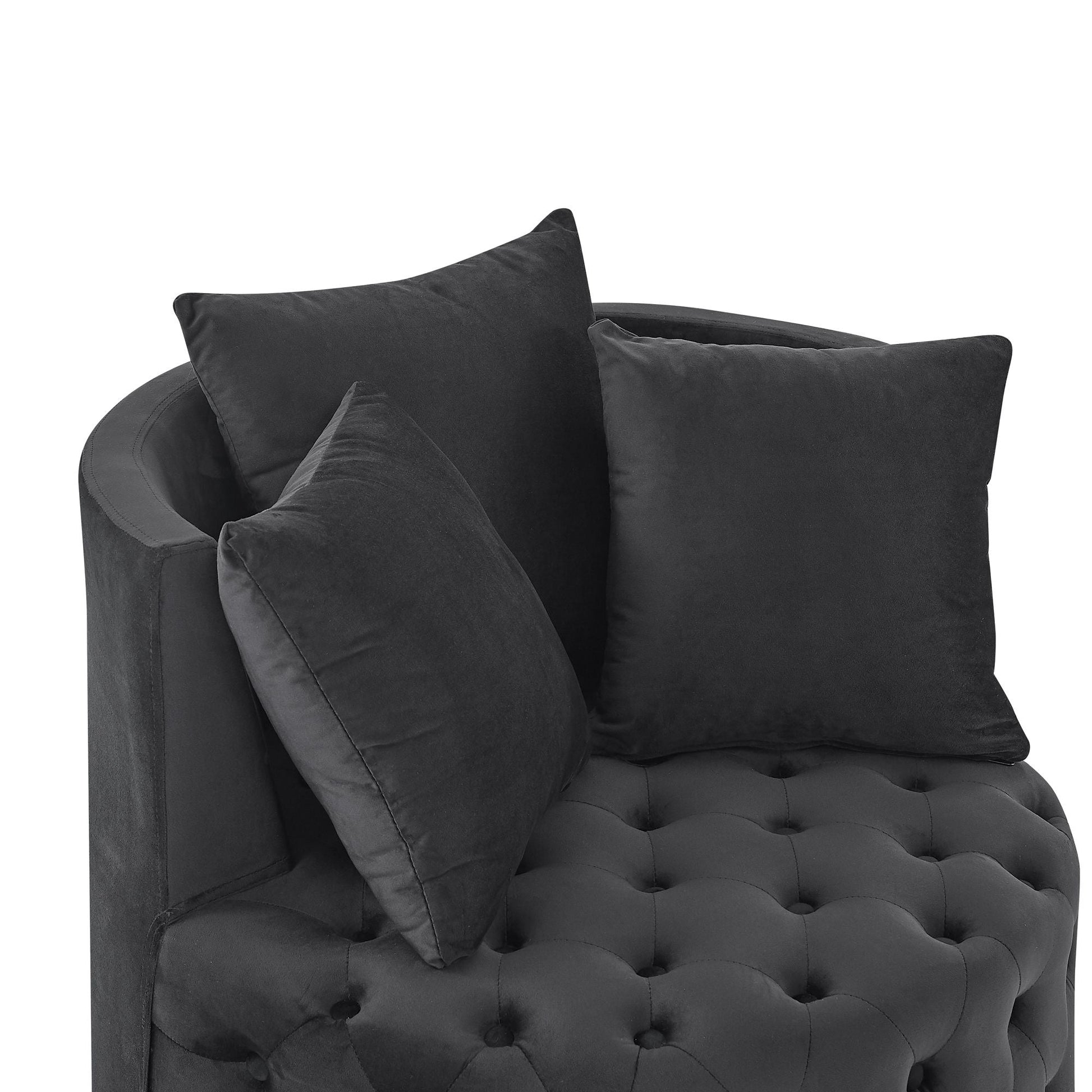 Velvet Upholstered Swivel Chair for Living Room, with Button Tufted Design and Movable Wheels, Including 3 Pillows New Era Fashion LLc