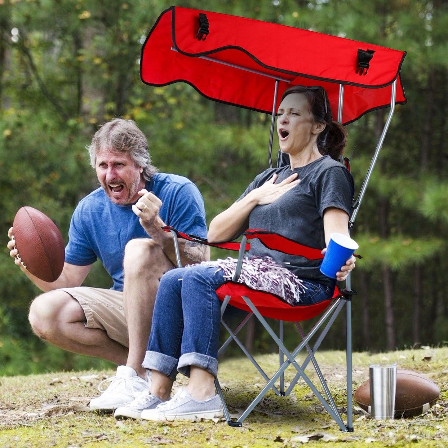 Foldable Beach Canopy Chair Sun Protection Camping Lawn Canopy Chair 330LBS Load Folding Seat New Era Fashion LLc