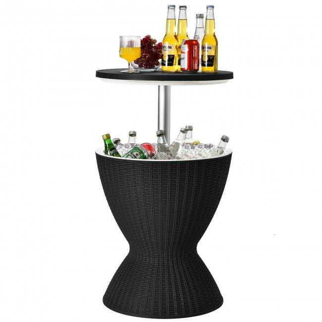3 in 1 8 Gallon Patio Rattan Cooler Bar Table with Adjust Ice Bucket New Era Fashion LLc