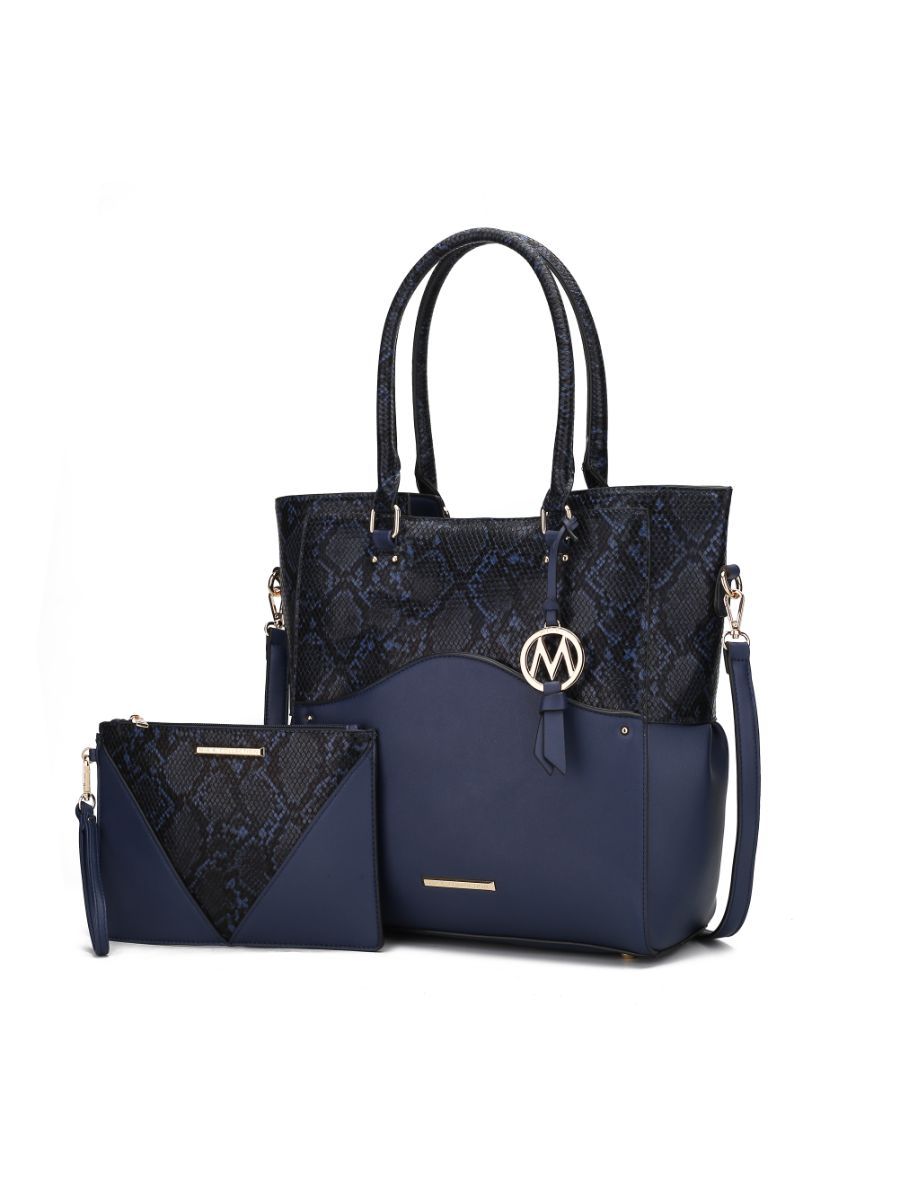 MKF Collection Iris Snake Embossed Vegan Leather Women Tote Bag with matching Wristlet Pouch by Mia k New Era Fashion LLc