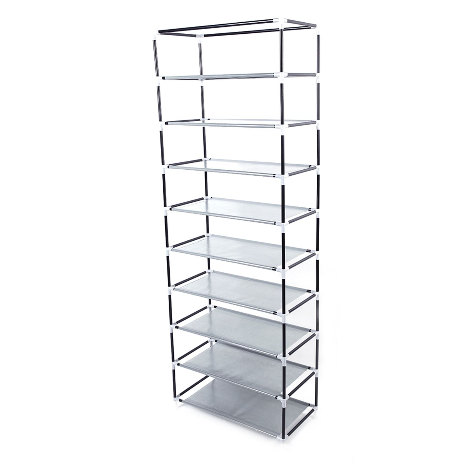 Room-saving 10-Layers 9 Lattices Non-woven Fabric Shoe Rack Black New Era Fashion LLc