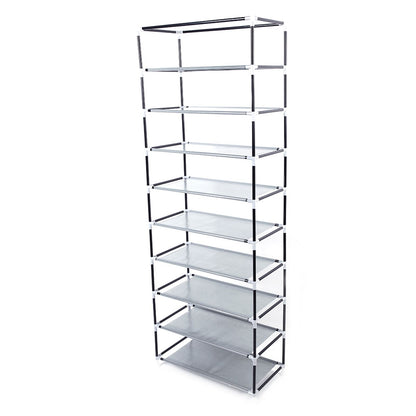 Room-saving 10-Layers 9 Lattices Non-woven Fabric Shoe Rack Black New Era Fashion LLc