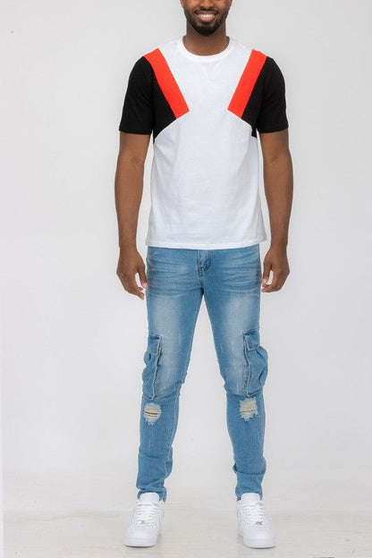 Weiv Mens Color Block Short Sleeve Tshirt New Era Fashion LLc