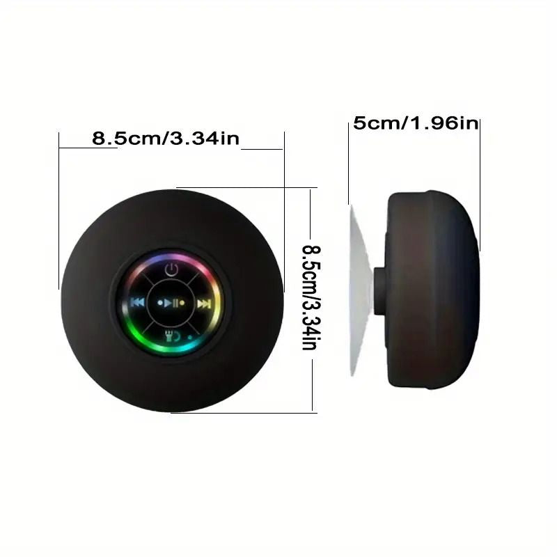 Waterproof Bluetooth Shower Speaker - USB Rechargeable, with Suction Cup Mount, Wireless Bathroom Speaker featuring Clear Audio and Easy Button Control (Black) New Era Fashion LLc