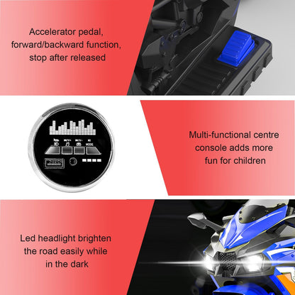 Kids Powered Ride-ons Toy, Kids Motorcycle for 3-6 Years, 12V Electric Ride on Motorcycle with Light Wheel & Bluetooth Music-Blue New Era Fashion LLc