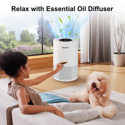 TENKER AP-6980 Air Purifier White US 1300ft² Large Rooms H13 Heap 3-Stage Filtration 3 Speeds 3 Timer w/Light Air Cleaner Machine New Era Fashion LLc