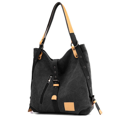 Ladies Canvas Tote Bag Multifunctional Purse Handbag Adjustable Shoulder Rucksack Convertible Backpack Wear-Resistant Dirt-Proof For Women School Office Travel New Era Fashion LLc