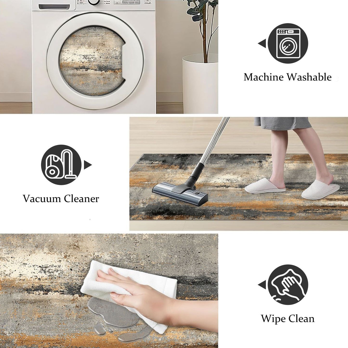 Three-piece kitchen rug set, non-slip and washable, abstract pattern kitchen hallway rug, soft and comfortable, suitable for sinks, floors, entrances, hallways and bathrooms. New Era Fashion LLc