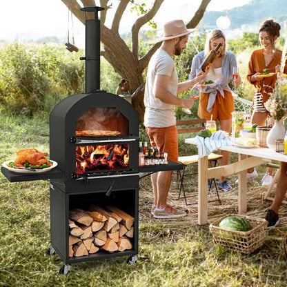 Outdoor Pizza Oven with Protective Cover and Grill Racks and Built-in Thermometer New Era Fashion LLc