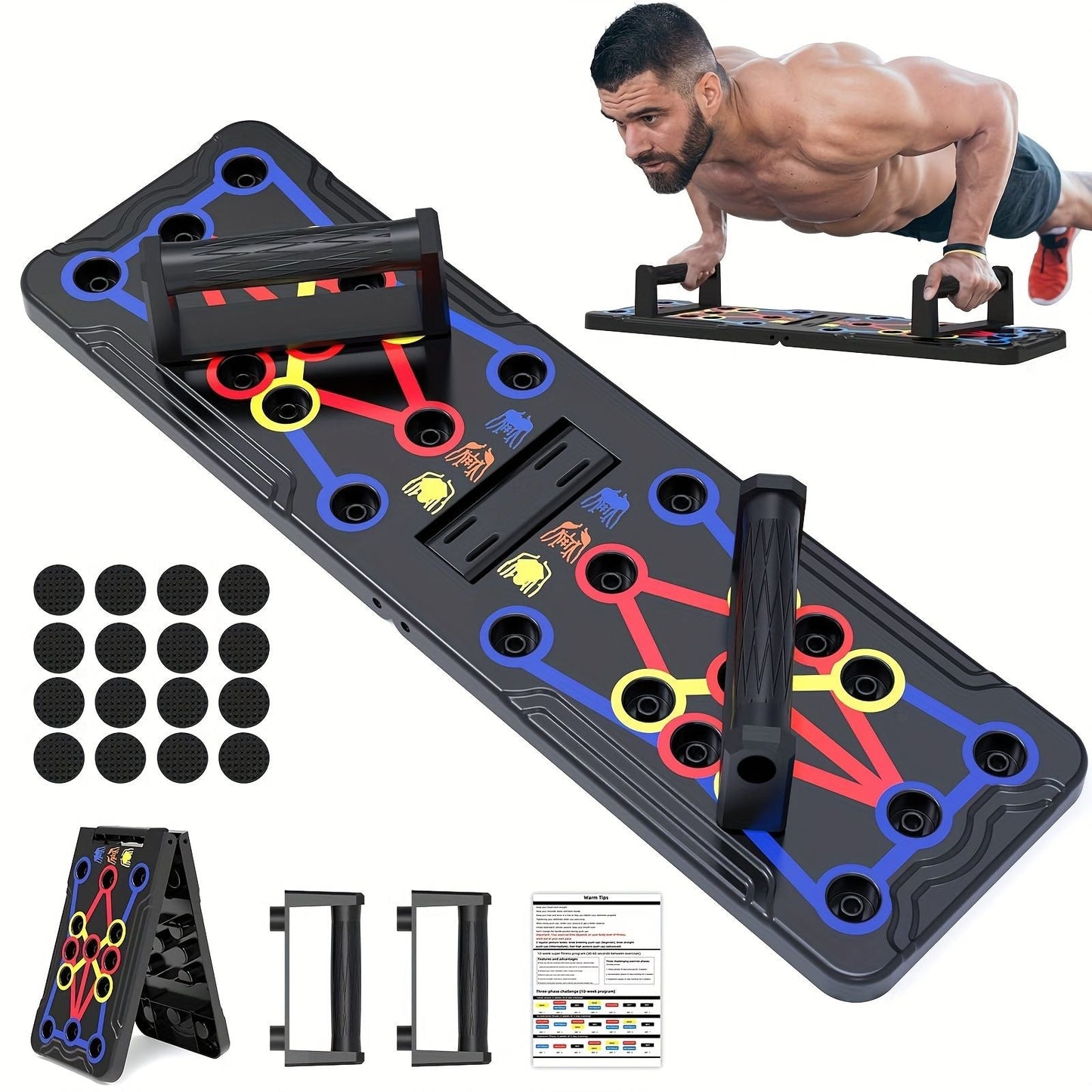 Push Up Board; Foldable Multi-Functional 20-In-1 Push Up Board; Chest Muscle Exercise Equipment For Men Women Fitness Training New Era Fashion LLc