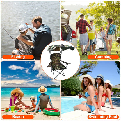 Foldable Beach Canopy Chair Sun Protection Camping Lawn Canopy Chair 330LBS Load Folding Seat New Era Fashion LLc