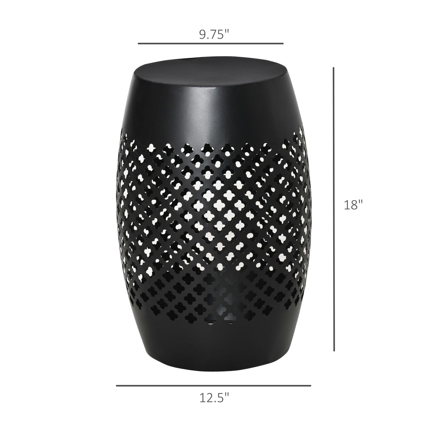12.5" Steel Outdoor Side Table, Round Hollow Drum Patio End Table, Accent Table for Indoor and Outdoor, Black New Era Fashion LLc
