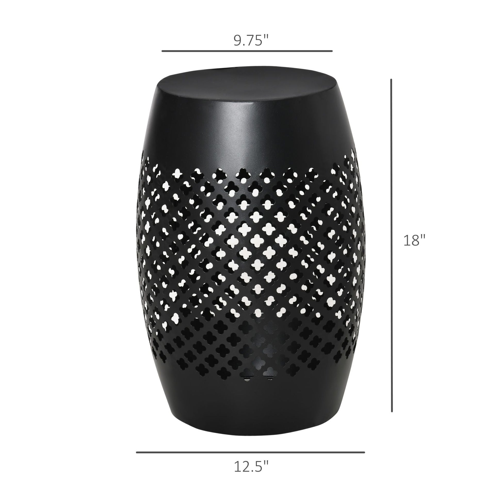 12.5" Steel Outdoor Side Table, Round Hollow Drum Patio End Table, Accent Table for Indoor and Outdoor, Black New Era Fashion LLc