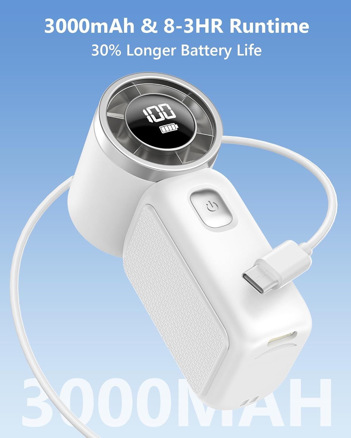 Portable Handheld Mini Fan, 6 Gear Wind, Hand Small Travel Personal Held Fans, Rechargeable Turbo Fan, Gifts for Women Men, for Camping Vacation Outdoor New Era Fashion LLc